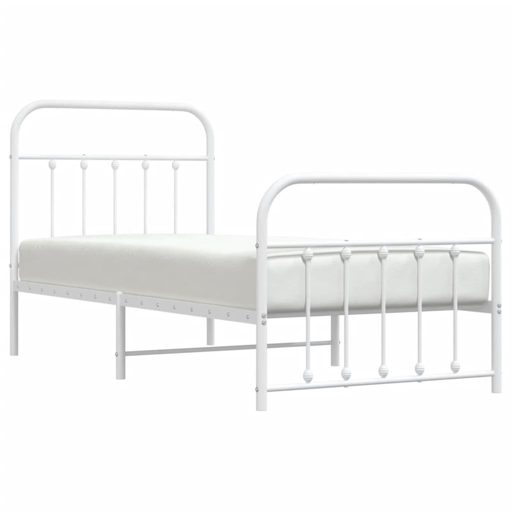 Bedframe met hoofd- en voeteneinde metaal wit 90x190 cm is nu te koop bij PeponiXL, paradijselijk wonen!