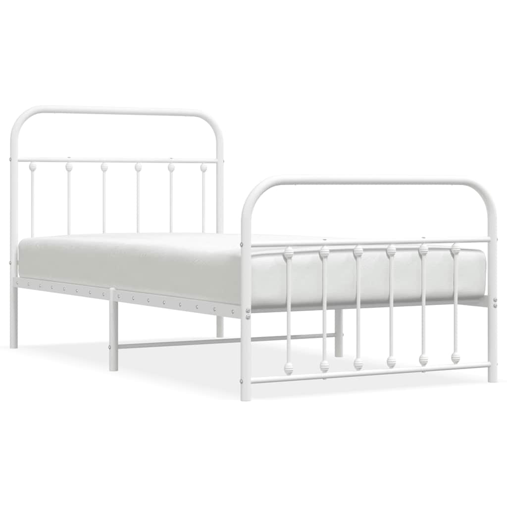 Bedframe met hoofd- en voeteneinde metaal wit 100x190 cm is nu te koop bij PeponiXL, paradijselijk wonen!