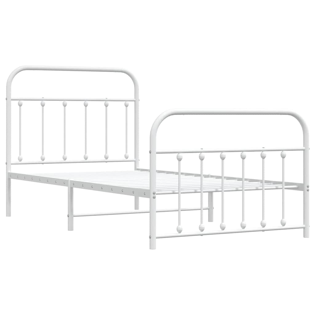 Bedframe met hoofd- en voeteneinde metaal wit 100x190 cm is nu te koop bij PeponiXL, paradijselijk wonen!