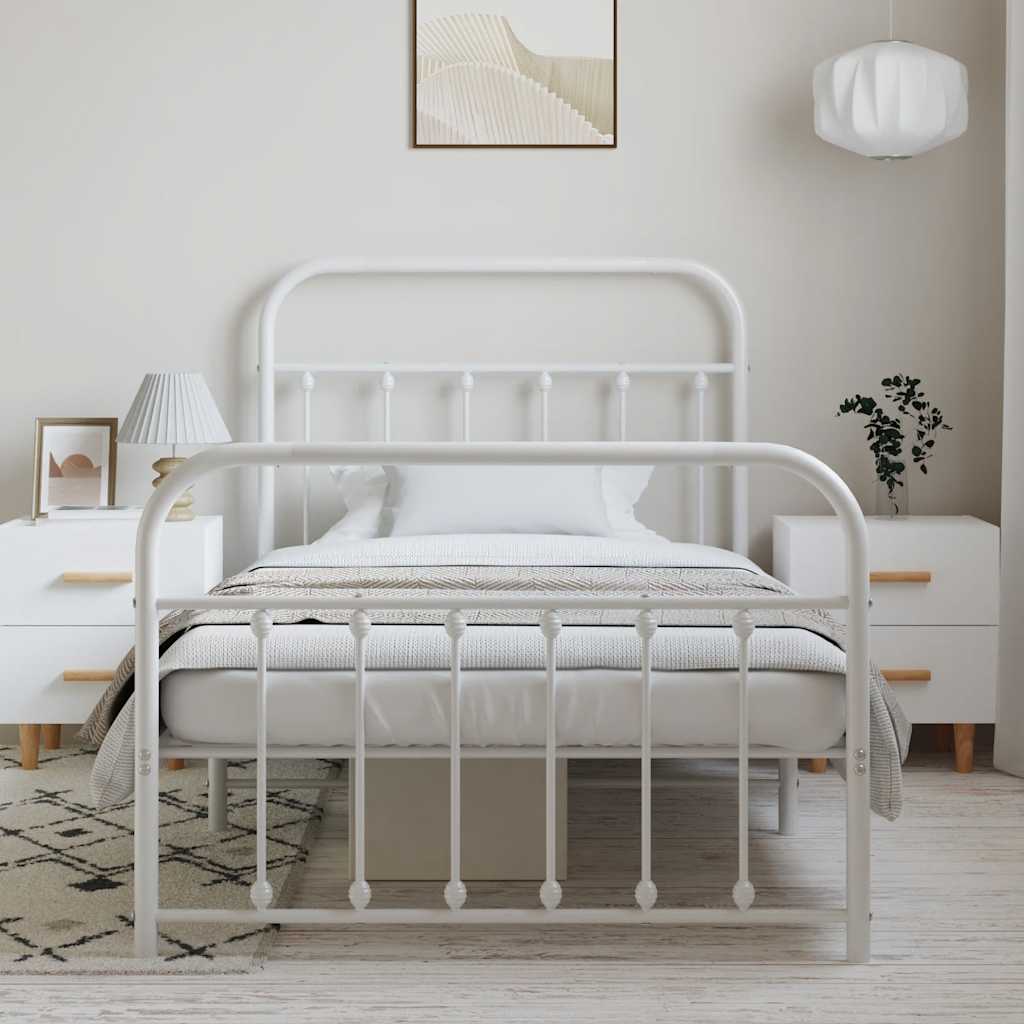 Bedframe met hoofd- en voeteneinde metaal wit 100x190 cm is nu te koop bij PeponiXL, paradijselijk wonen!
