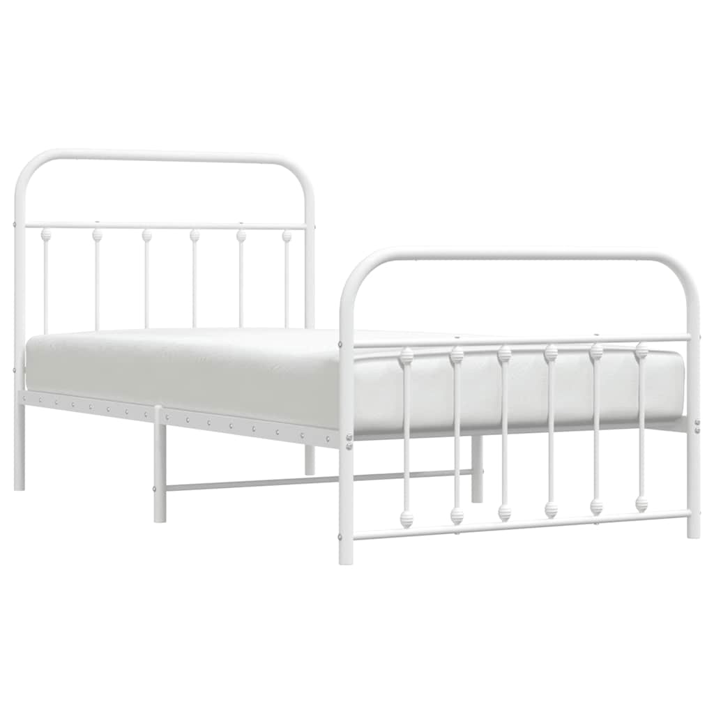 Bedframe met hoofd- en voeteneinde metaal wit 100x190 cm is nu te koop bij PeponiXL, paradijselijk wonen!