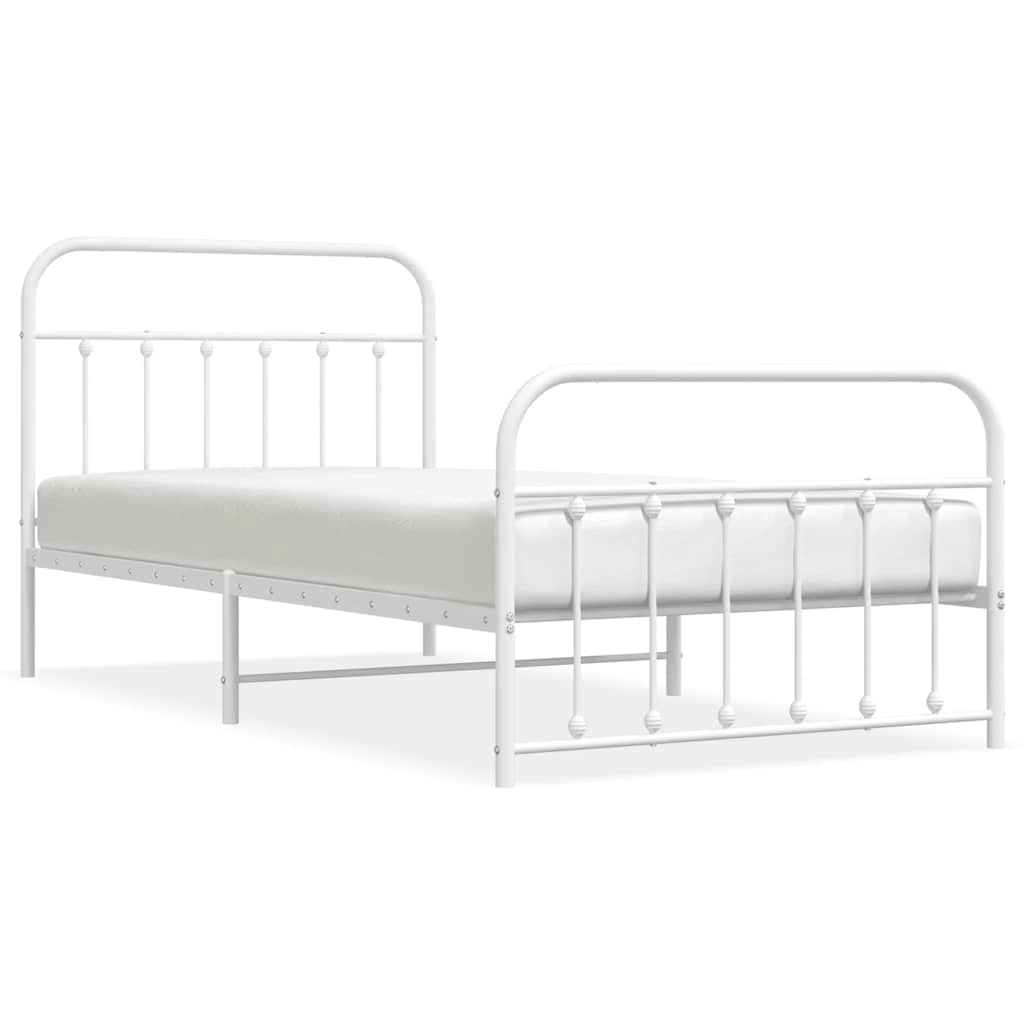 Bedframe met hoofd- en voeteneinde metaal wit 100x200 cm is nu te koop bij PeponiXL, paradijselijk wonen!