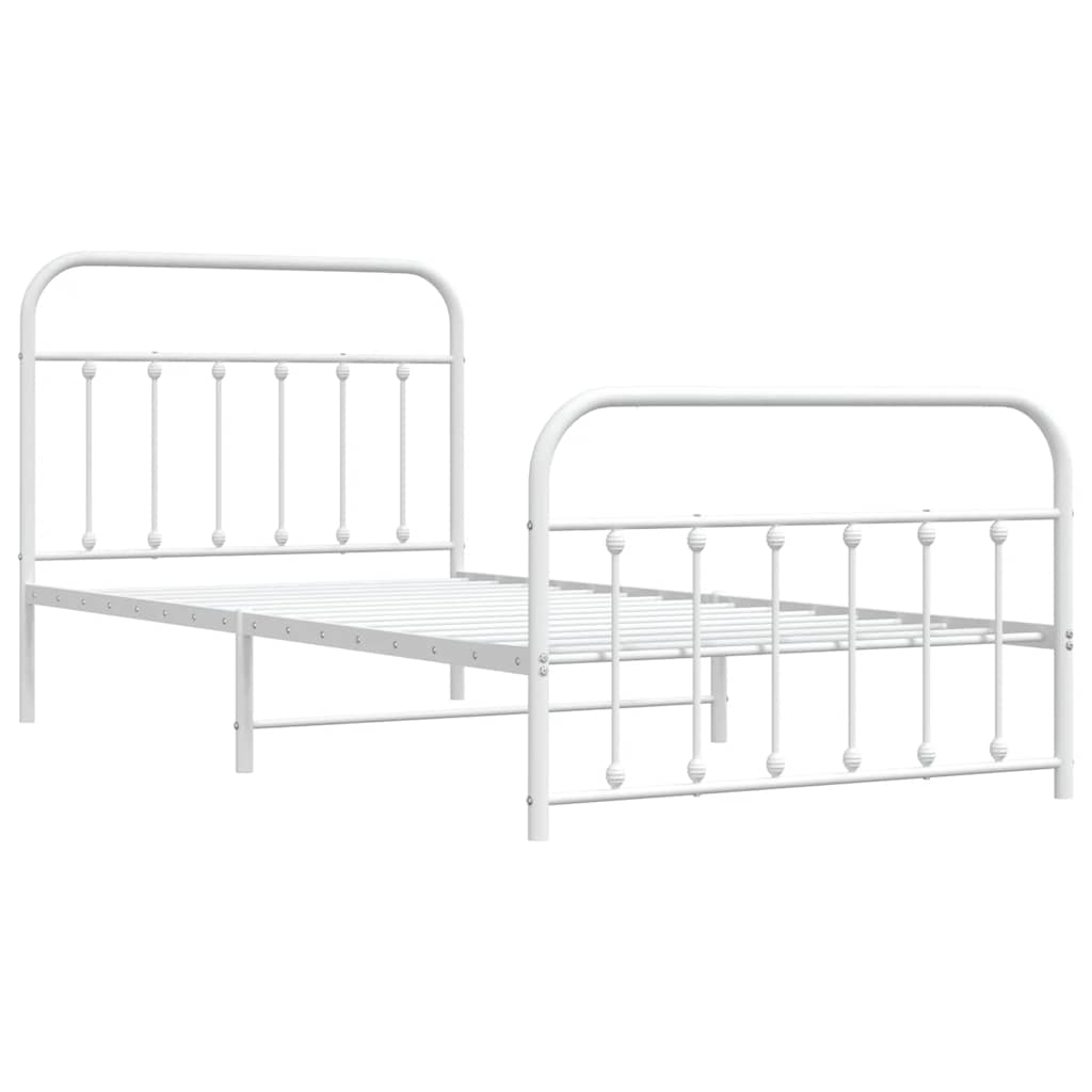 Bedframe met hoofd- en voeteneinde metaal wit 100x200 cm is nu te koop bij PeponiXL, paradijselijk wonen!