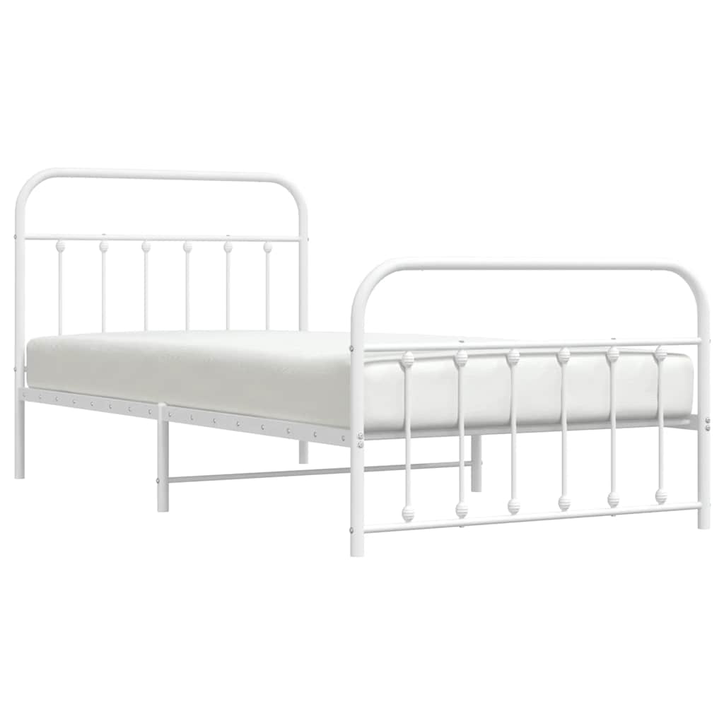 Bedframe met hoofd- en voeteneinde metaal wit 100x200 cm is nu te koop bij PeponiXL, paradijselijk wonen!