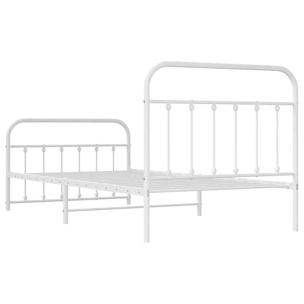 Bedframe met hoofd- en voeteneinde metaal wit 100x200 cm is nu te koop bij PeponiXL, paradijselijk wonen!