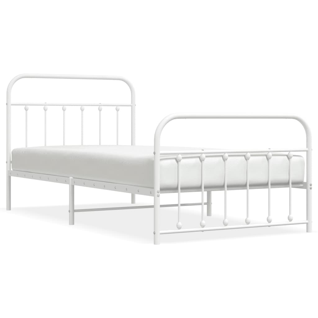 Bedframe met hoofd- en voeteneinde metaal wit 107x203 cm is nu te koop bij PeponiXL, paradijselijk wonen!
