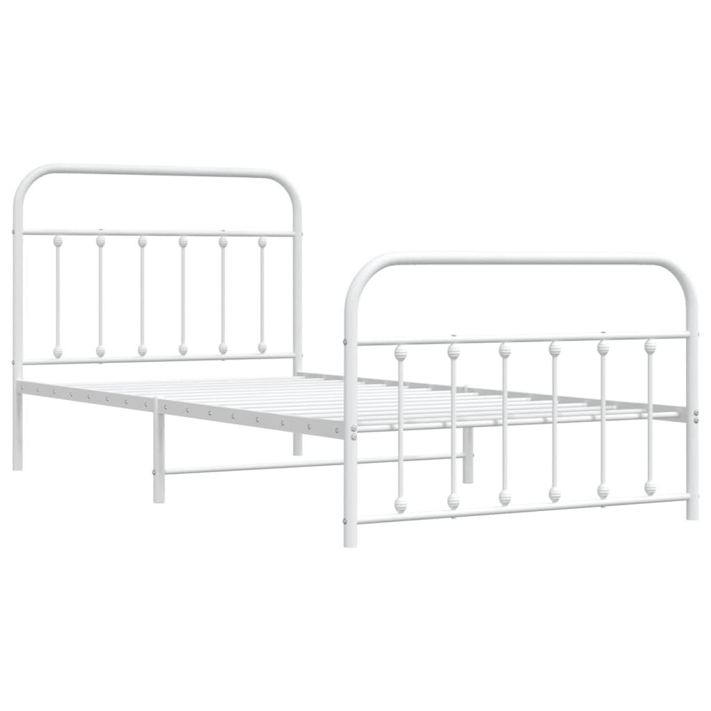 Bedframe met hoofd- en voeteneinde metaal wit 107x203 cm is nu te koop bij PeponiXL, paradijselijk wonen!