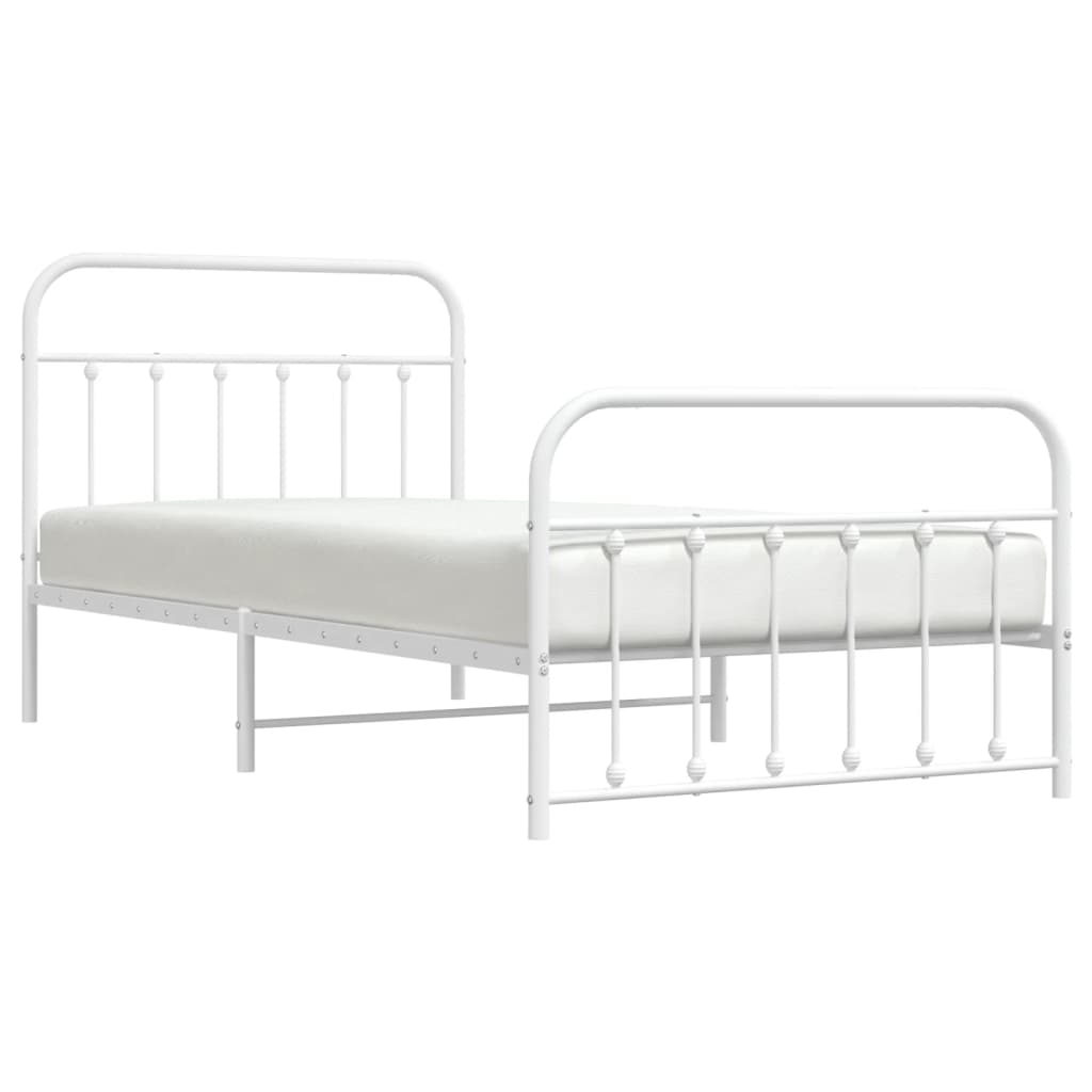 Bedframe met hoofd- en voeteneinde metaal wit 107x203 cm is nu te koop bij PeponiXL, paradijselijk wonen!