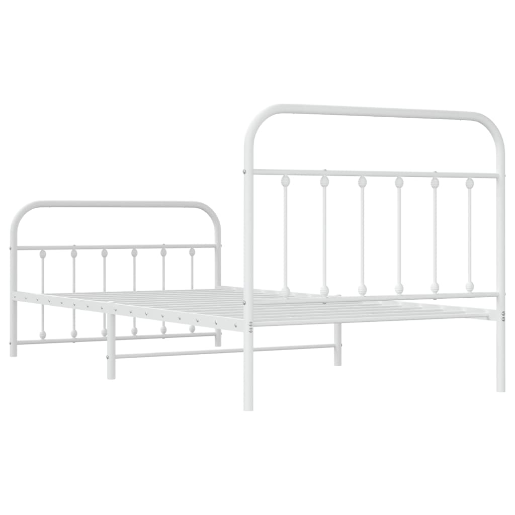 Bedframe met hoofd- en voeteneinde metaal wit 107x203 cm is nu te koop bij PeponiXL, paradijselijk wonen!