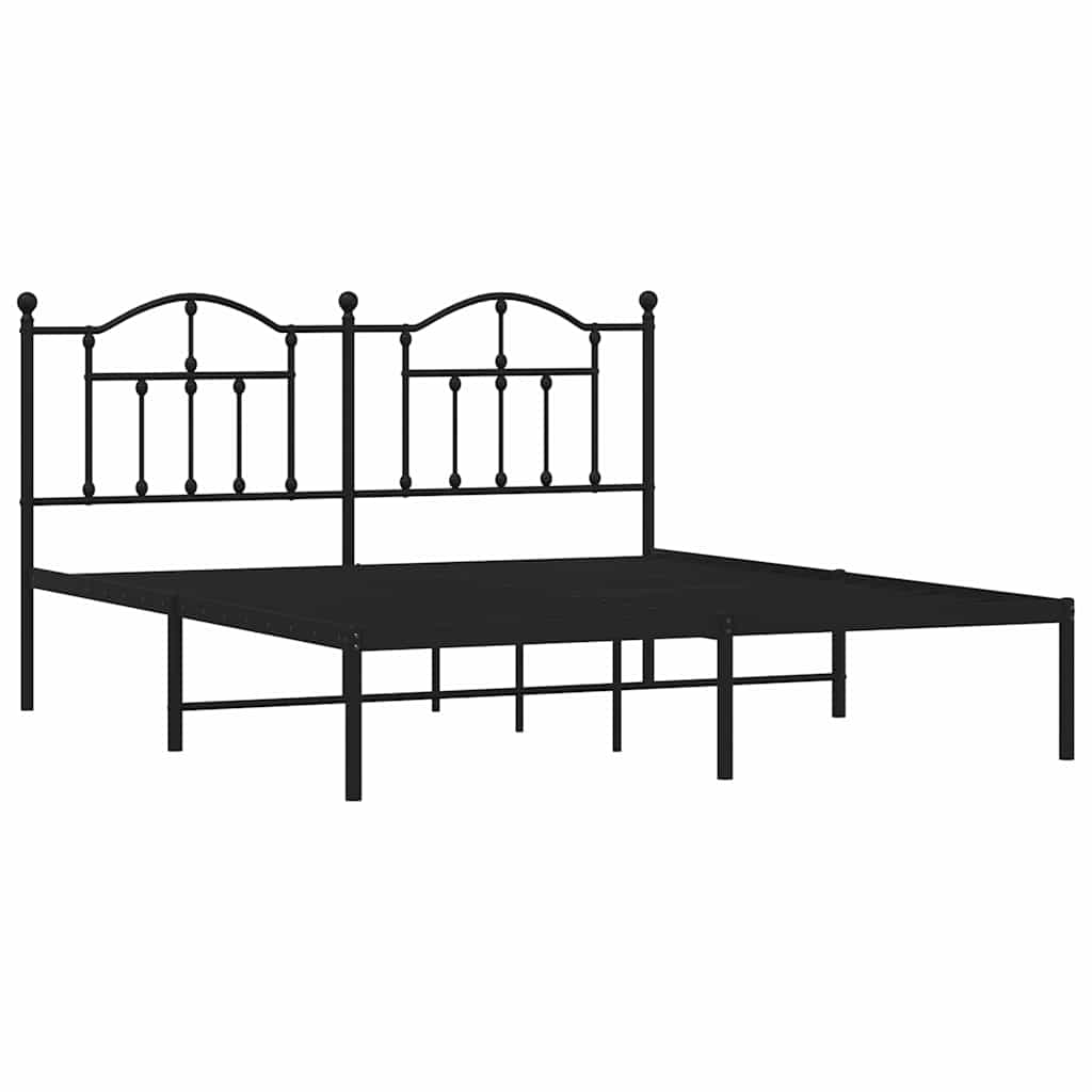 Bedframe met hoofdbord metaal zwart 160x200 cm is nu te koop bij PeponiXL, paradijselijk wonen!