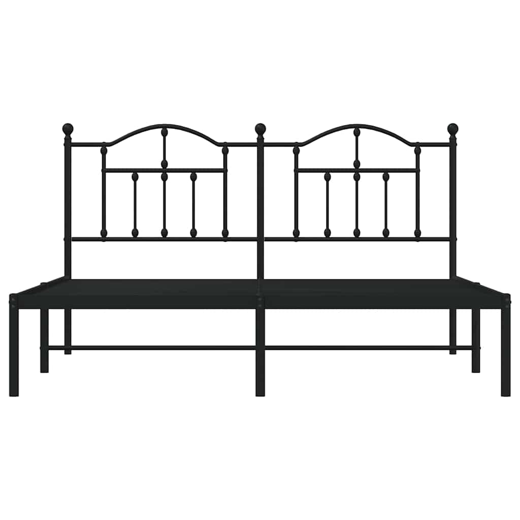 Bedframe met hoofdbord metaal zwart 160x200 cm is nu te koop bij PeponiXL, paradijselijk wonen!