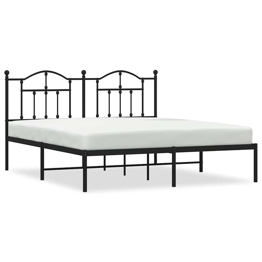 Bedframe met hoofdbord metaal zwart 183x213 cm is nu te koop bij PeponiXL, paradijselijk wonen!