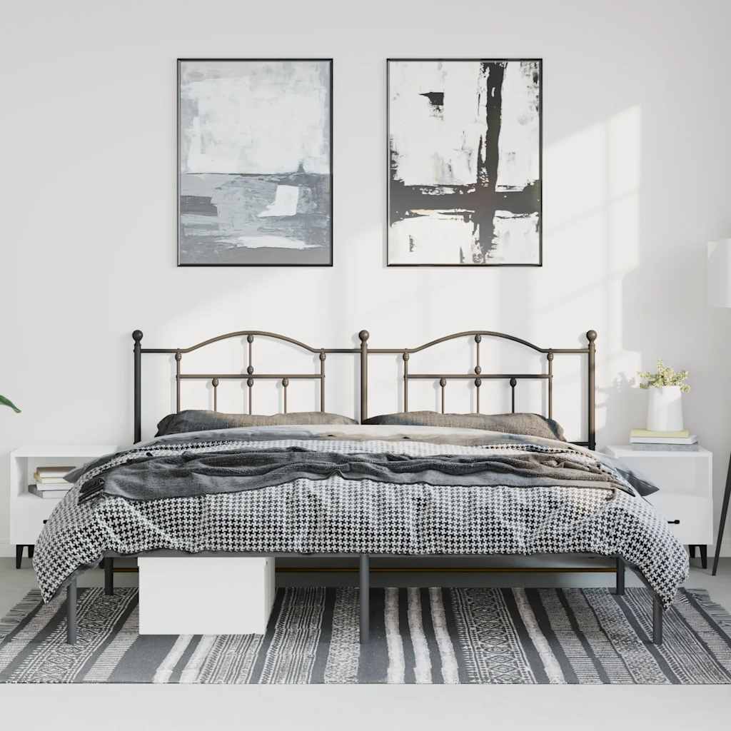 Bedframe met hoofdbord metaal zwart 183x213 cm is nu te koop bij PeponiXL, paradijselijk wonen!