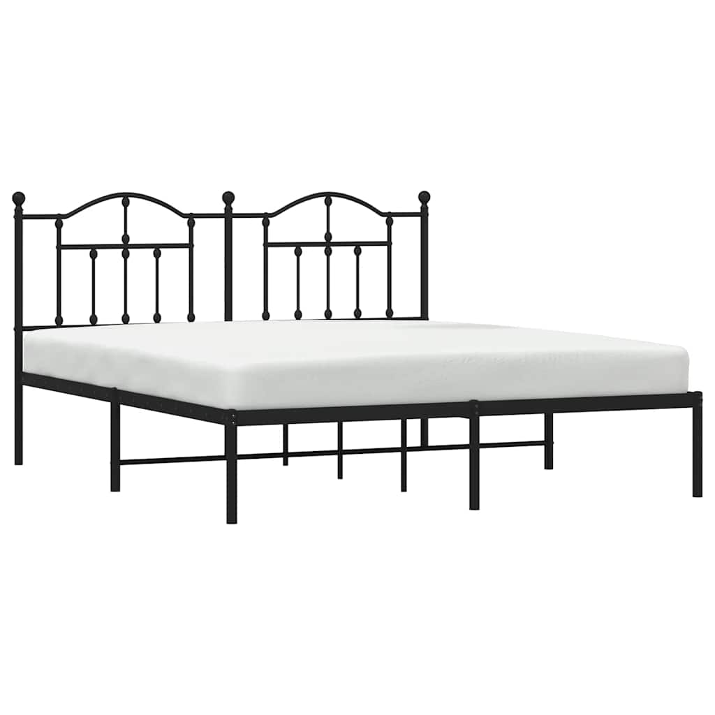Bedframe met hoofdbord metaal zwart 183x213 cm is nu te koop bij PeponiXL, paradijselijk wonen!