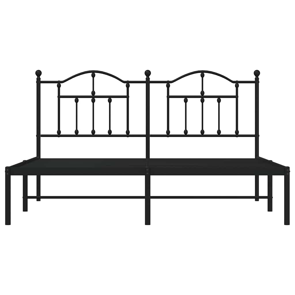 Bedframe met hoofdbord metaal zwart 183x213 cm is nu te koop bij PeponiXL, paradijselijk wonen!