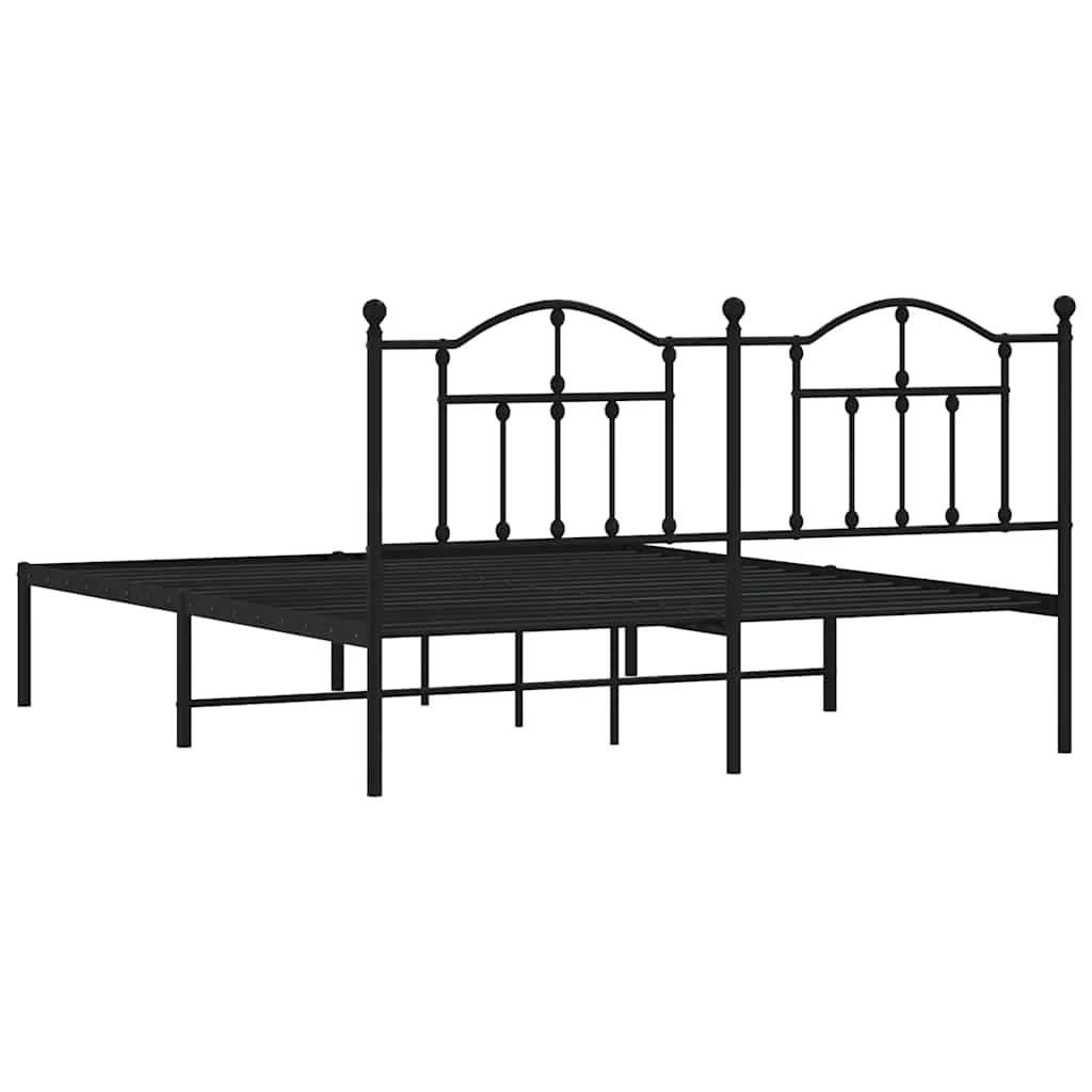 Bedframe met hoofdbord metaal zwart 183x213 cm is nu te koop bij PeponiXL, paradijselijk wonen!