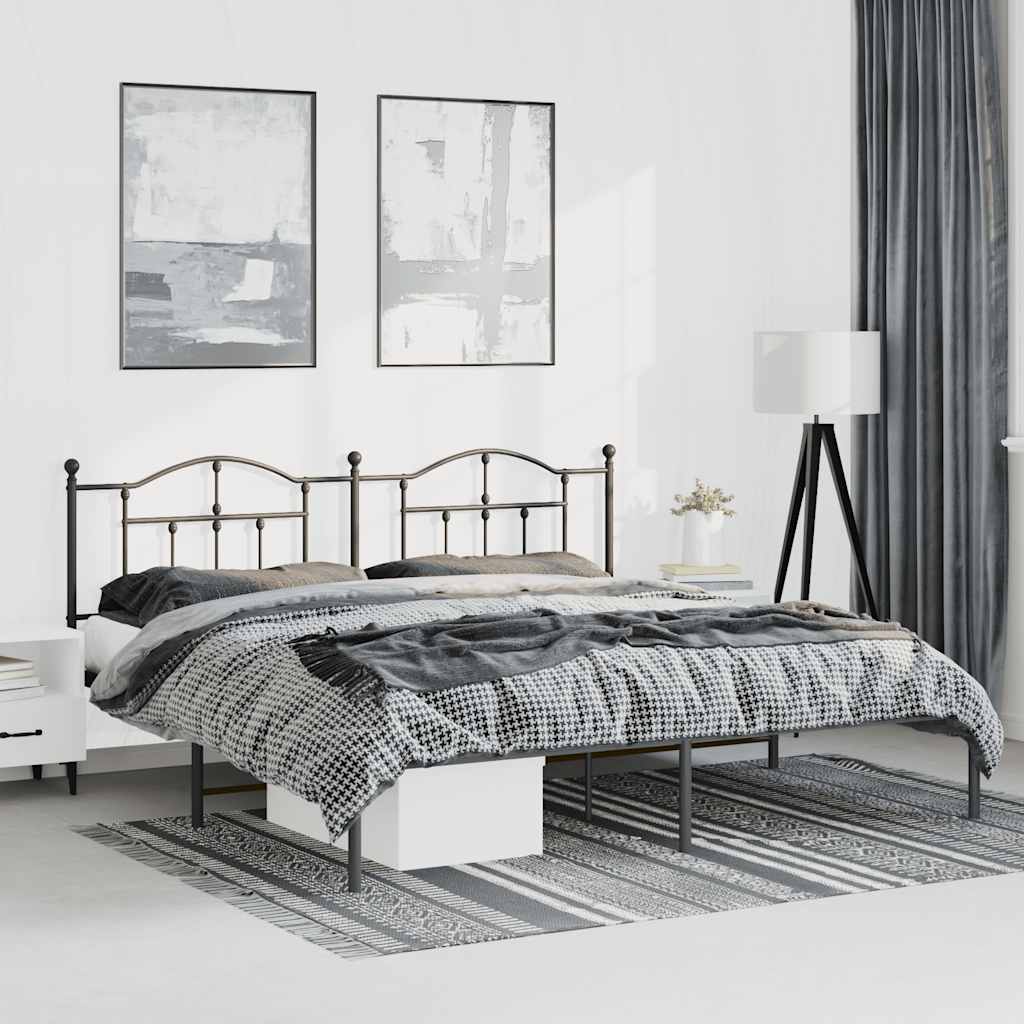 Bedframe met hoofdbord metaal zwart 183x213 cm is nu te koop bij PeponiXL, paradijselijk wonen!