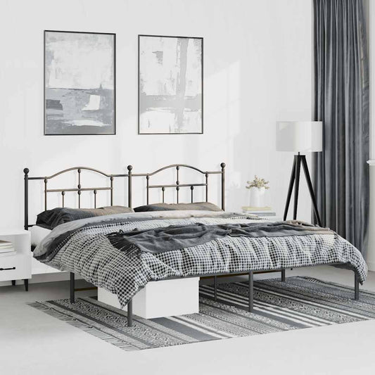 Bedframe met hoofdbord metaal zwart 183x213 cm is nu te koop bij PeponiXL, paradijselijk wonen!