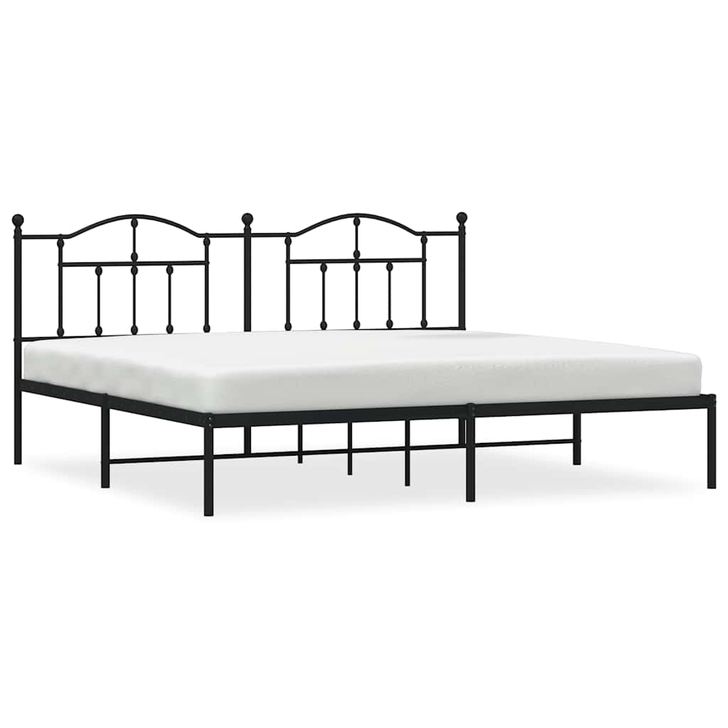 Bedframe met hoofdbord metaal zwart 193x203 cm is nu te koop bij PeponiXL, paradijselijk wonen!