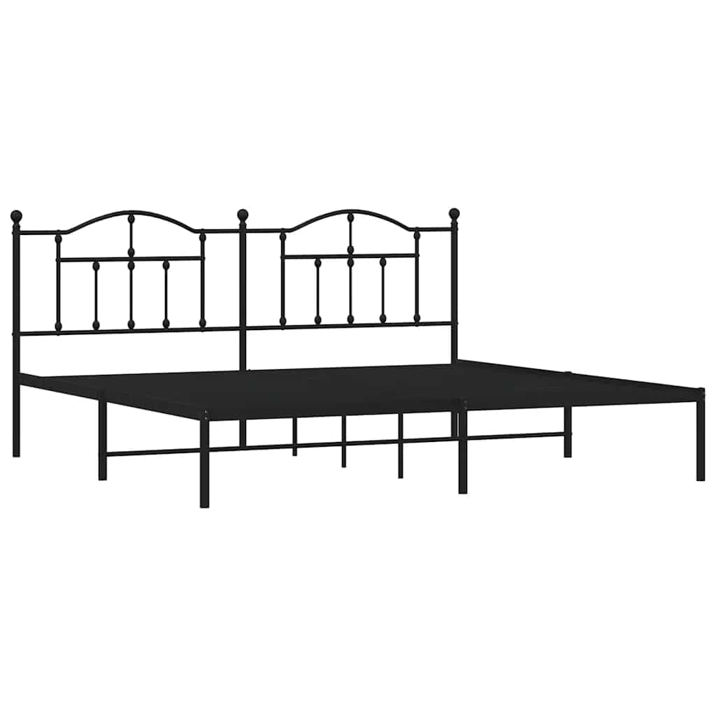Bedframe met hoofdbord metaal zwart 193x203 cm is nu te koop bij PeponiXL, paradijselijk wonen!