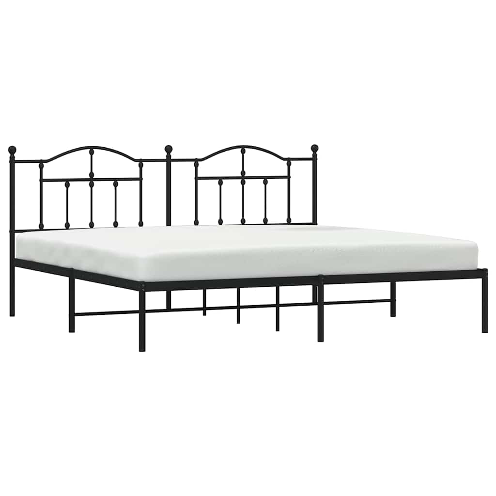 Bedframe met hoofdbord metaal zwart 193x203 cm is nu te koop bij PeponiXL, paradijselijk wonen!