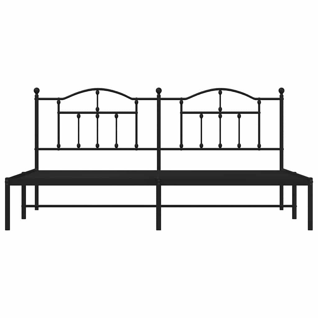 Bedframe met hoofdbord metaal zwart 193x203 cm is nu te koop bij PeponiXL, paradijselijk wonen!