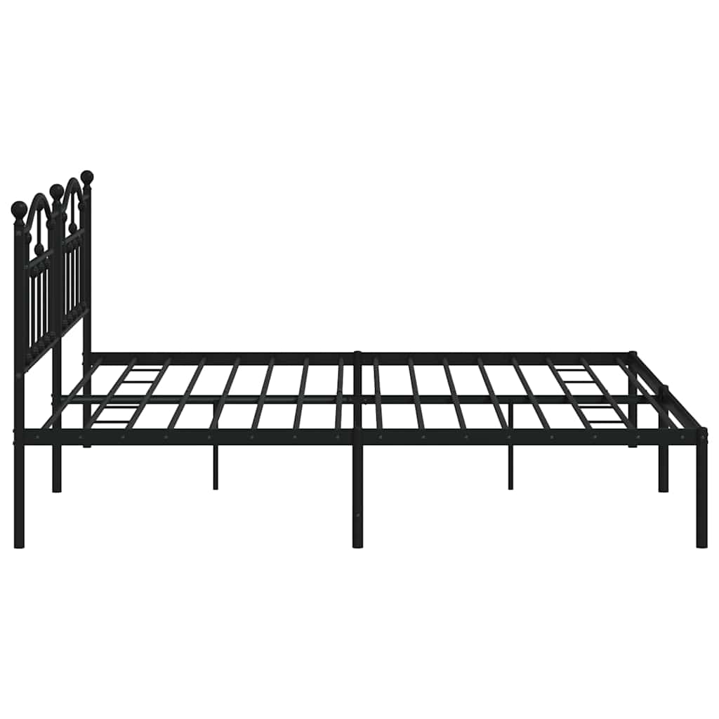 Bedframe met hoofdbord metaal zwart 193x203 cm is nu te koop bij PeponiXL, paradijselijk wonen!