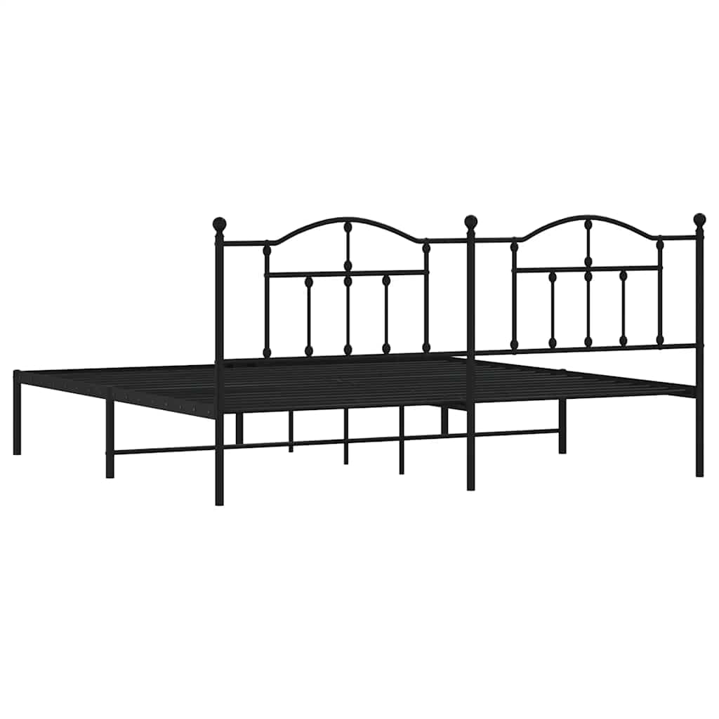 Bedframe met hoofdbord metaal zwart 193x203 cm is nu te koop bij PeponiXL, paradijselijk wonen!