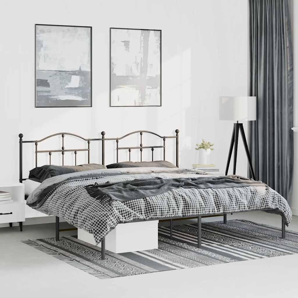 Bedframe met hoofdbord metaal zwart 193x203 cm is nu te koop bij PeponiXL, paradijselijk wonen!