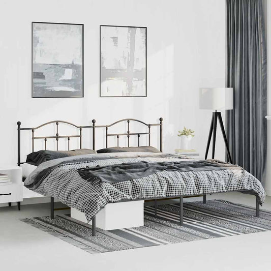 Bedframe met hoofdbord metaal zwart 193x203 cm is nu te koop bij PeponiXL, paradijselijk wonen!