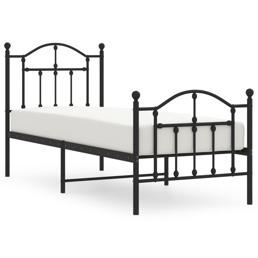 Bedframe met hoofd- en voeteneinde metaal zwart 75x190 cm is nu te koop bij PeponiXL, paradijselijk wonen!