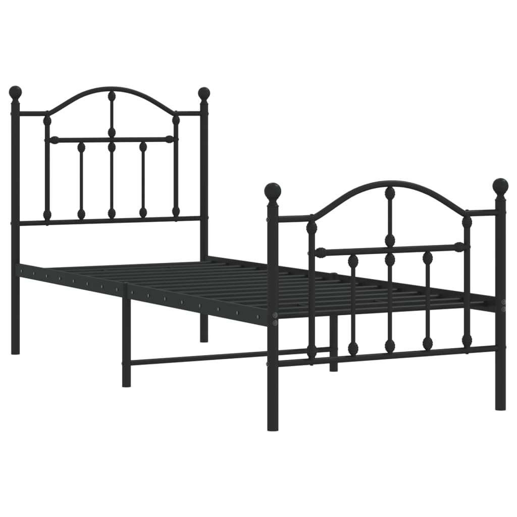 Bedframe met hoofd- en voeteneinde metaal zwart 75x190 cm is nu te koop bij PeponiXL, paradijselijk wonen!