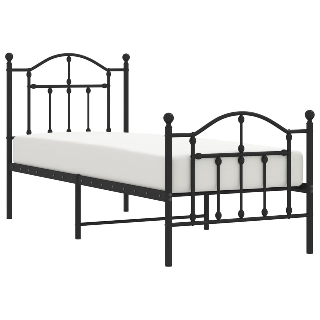 Bedframe met hoofd- en voeteneinde metaal zwart 75x190 cm is nu te koop bij PeponiXL, paradijselijk wonen!
