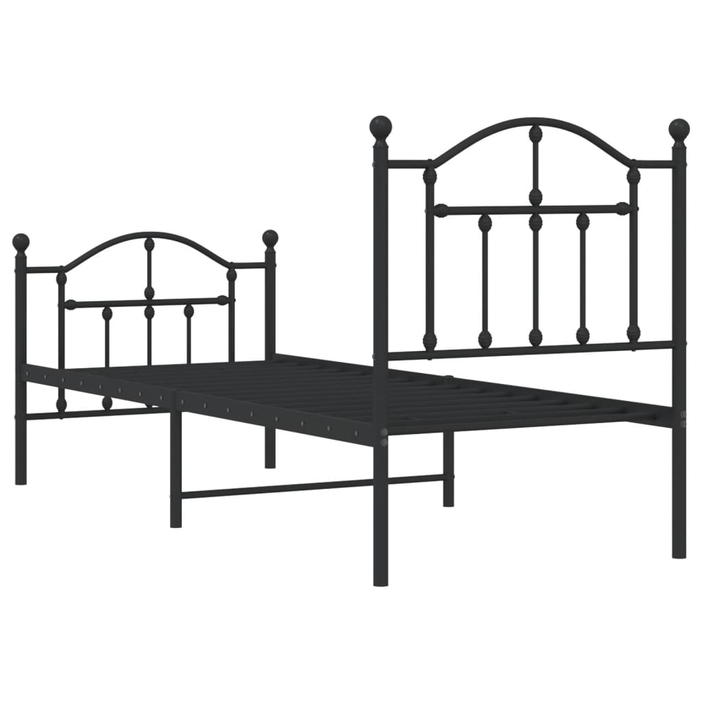 Bedframe met hoofd- en voeteneinde metaal zwart 75x190 cm is nu te koop bij PeponiXL, paradijselijk wonen!