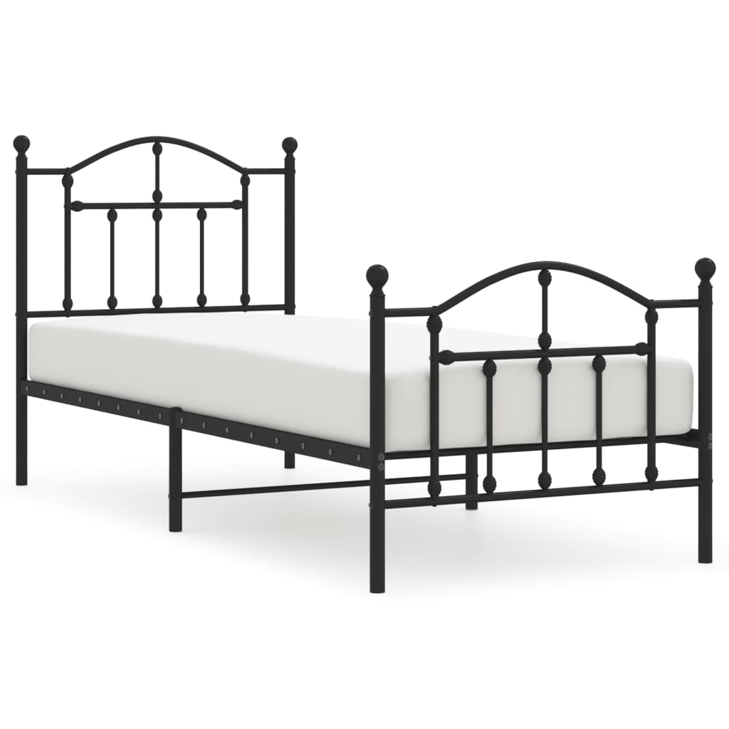 Bedframe met hoofd- en voeteneinde metaal zwart 80x200 cm is nu te koop bij PeponiXL, paradijselijk wonen!