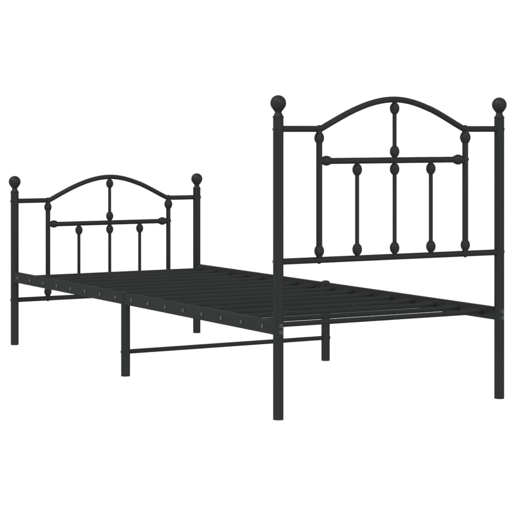 Bedframe met hoofd- en voeteneinde metaal zwart 80x200 cm is nu te koop bij PeponiXL, paradijselijk wonen!