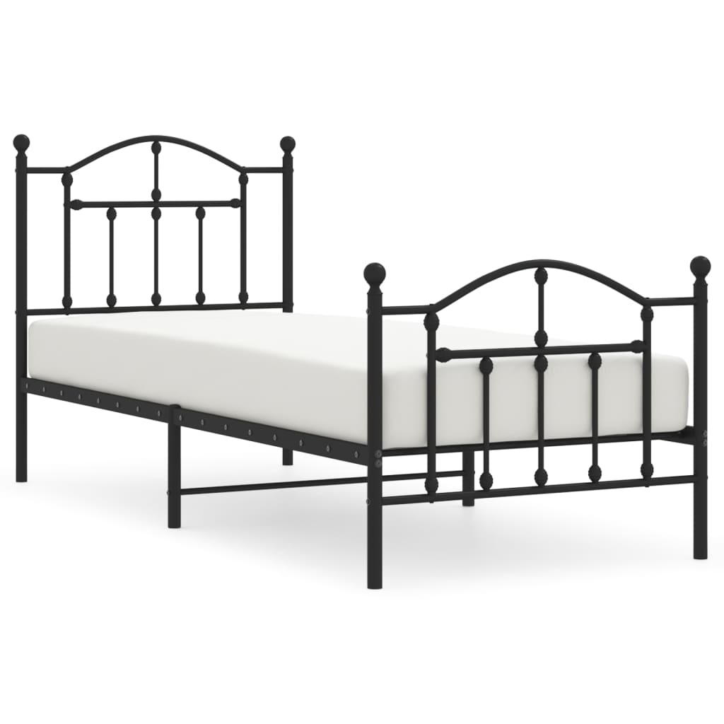 Bedframe met hoofd- en voeteneinde metaal zwart 90x200 cm is nu te koop bij PeponiXL, paradijselijk wonen!