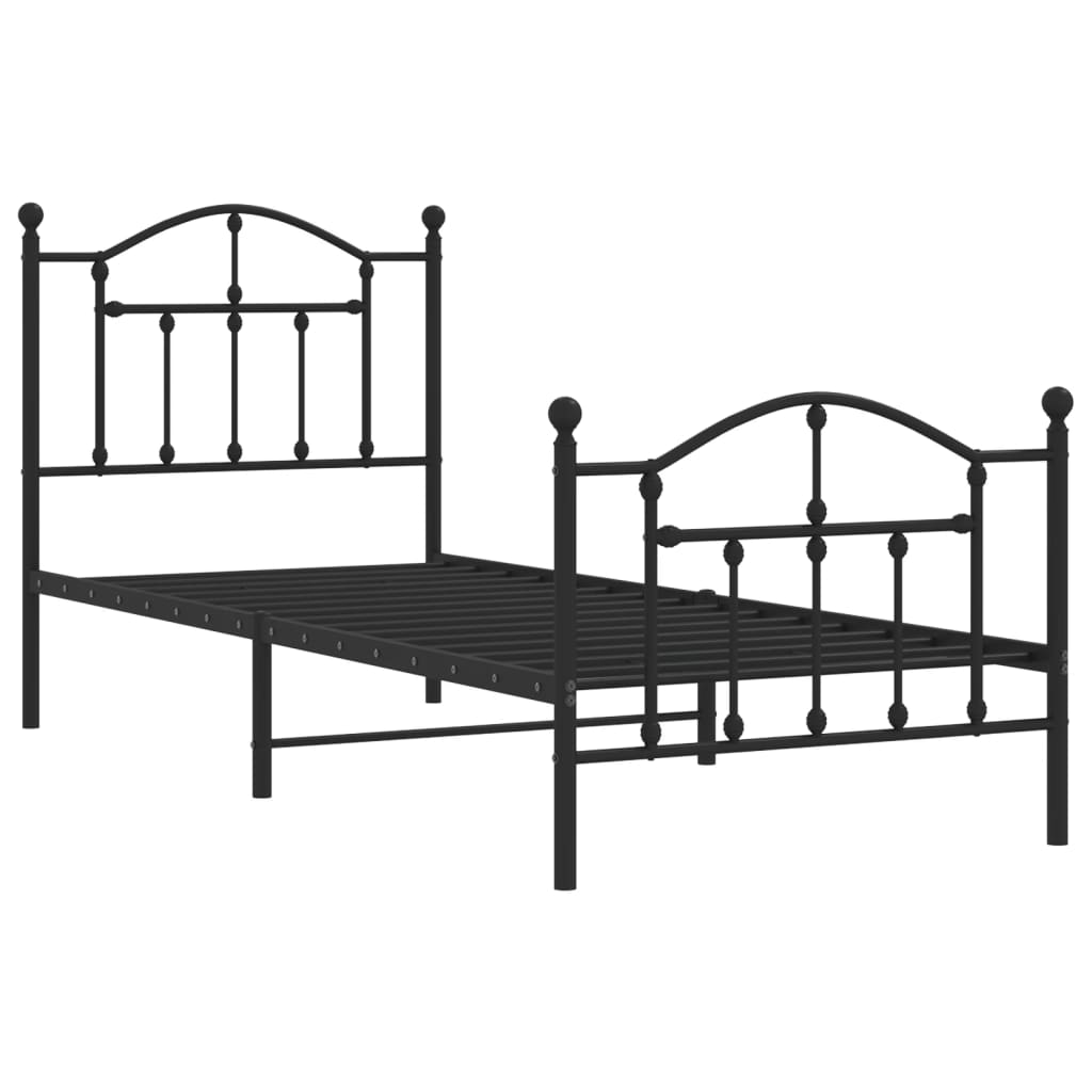 Bedframe met hoofd- en voeteneinde metaal zwart 90x200 cm is nu te koop bij PeponiXL, paradijselijk wonen!
