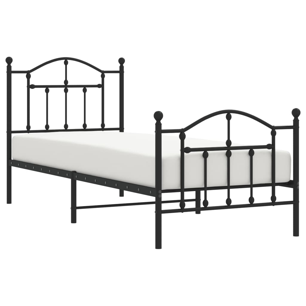 Bedframe met hoofd- en voeteneinde metaal zwart 90x200 cm is nu te koop bij PeponiXL, paradijselijk wonen!