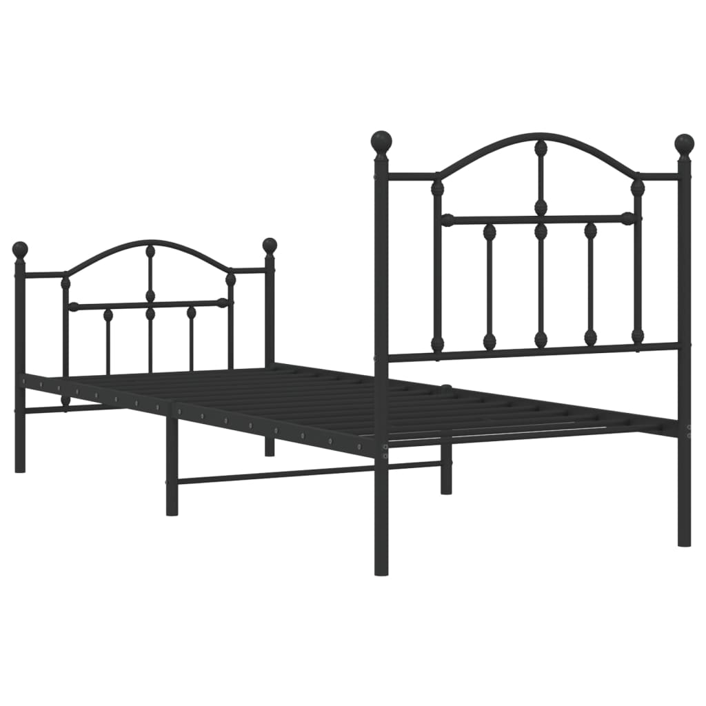 Bedframe met hoofd- en voeteneinde metaal zwart 90x200 cm is nu te koop bij PeponiXL, paradijselijk wonen!