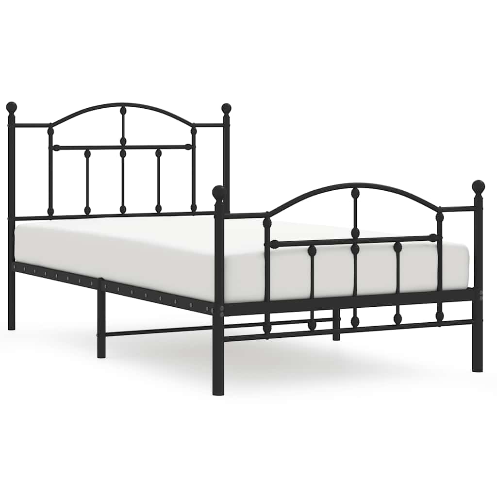 Bedframe met hoofd- en voeteneinde metaal zwart 100x190 cm is nu te koop bij PeponiXL, paradijselijk wonen!
