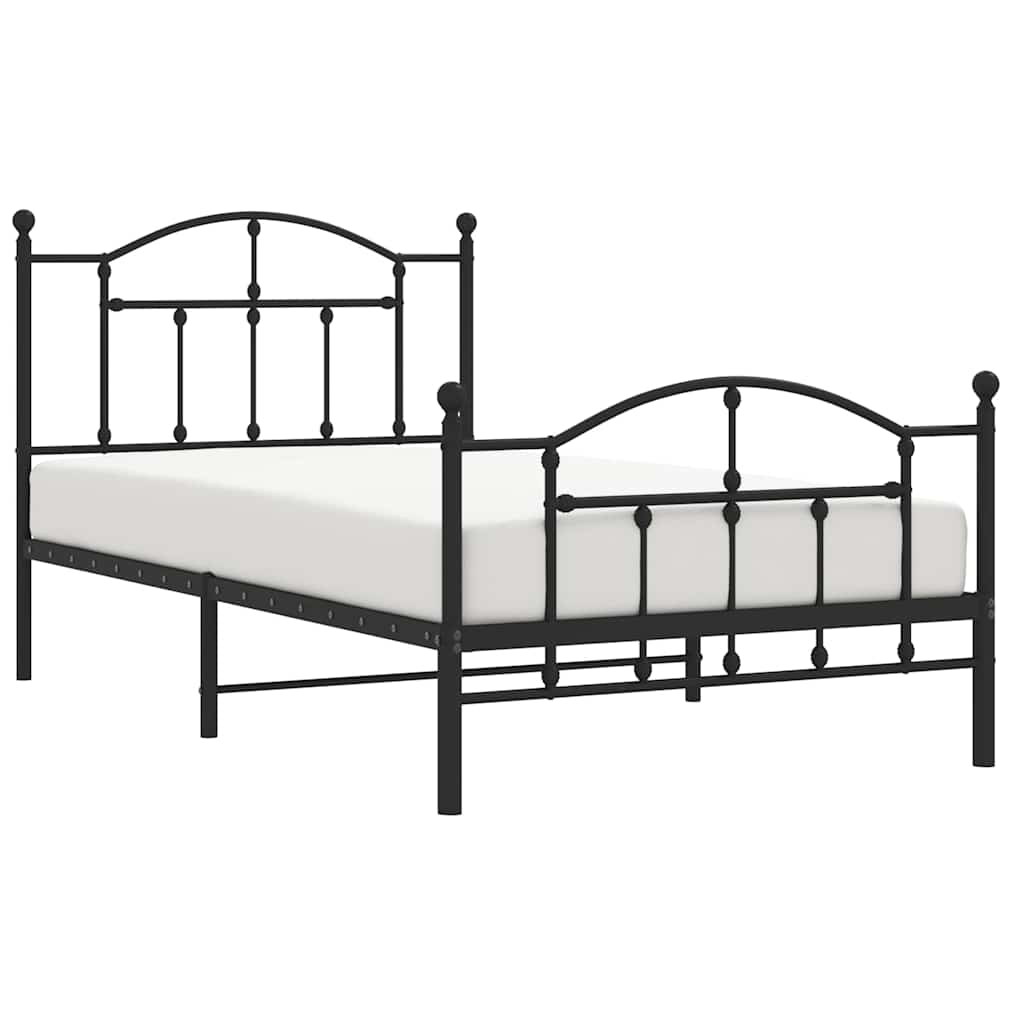 Bedframe met hoofd- en voeteneinde metaal zwart 100x190 cm is nu te koop bij PeponiXL, paradijselijk wonen!