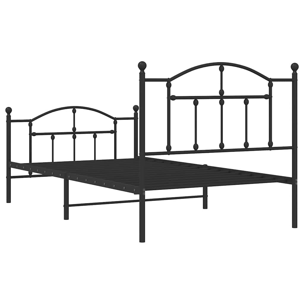 Bedframe met hoofd- en voeteneinde metaal zwart 100x190 cm is nu te koop bij PeponiXL, paradijselijk wonen!