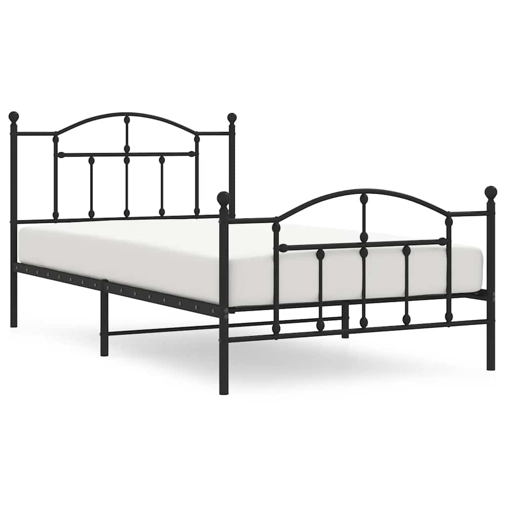 Bedframe met hoofd- en voeteneinde metaal zwart 100x200 cm is nu te koop bij PeponiXL, paradijselijk wonen!