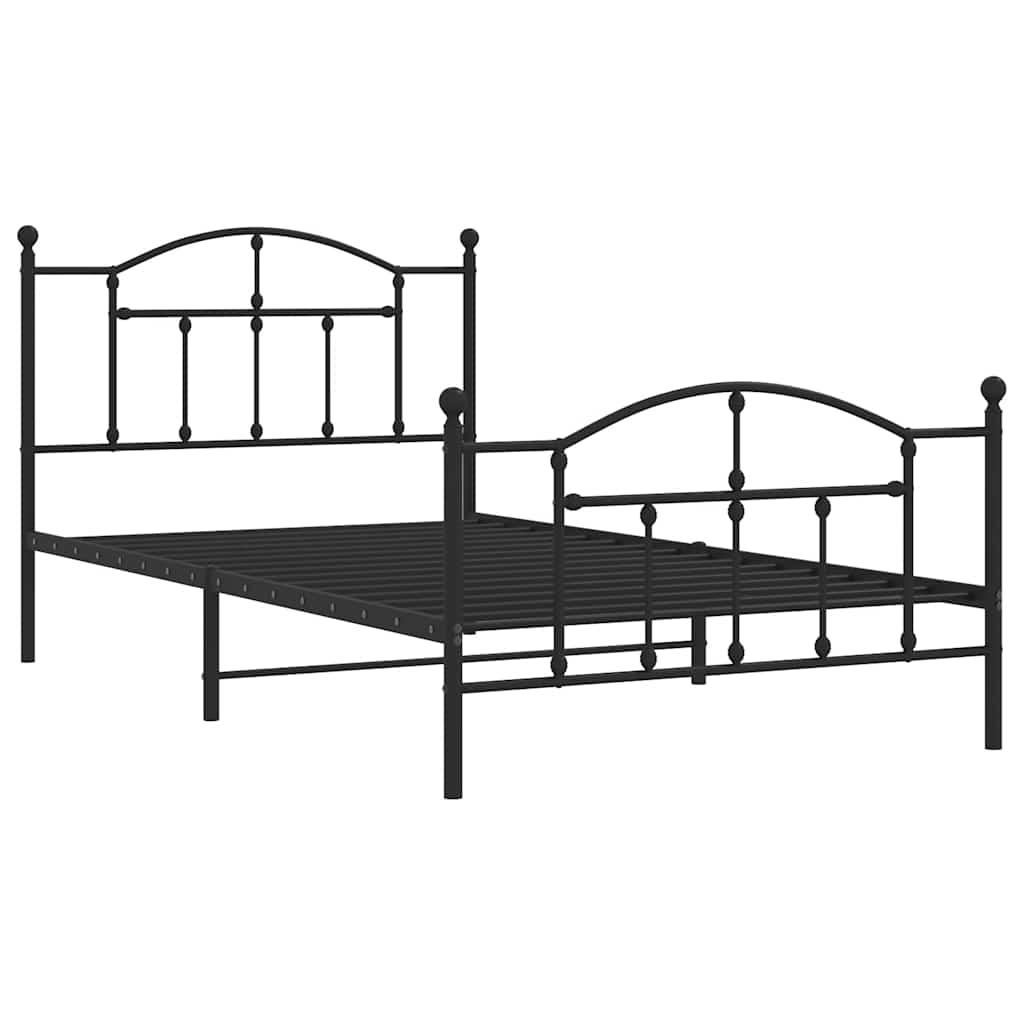 Bedframe met hoofd- en voeteneinde metaal zwart 100x200 cm is nu te koop bij PeponiXL, paradijselijk wonen!