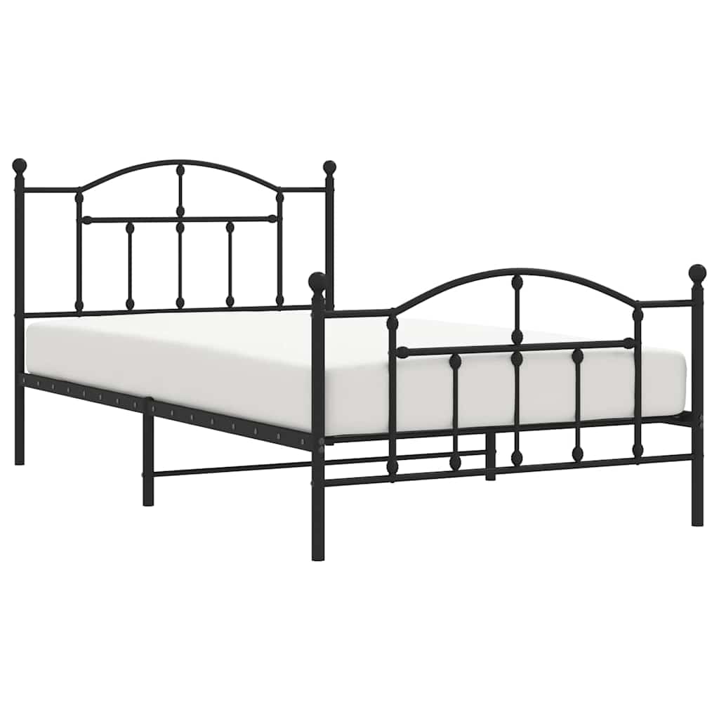 Bedframe met hoofd- en voeteneinde metaal zwart 100x200 cm is nu te koop bij PeponiXL, paradijselijk wonen!