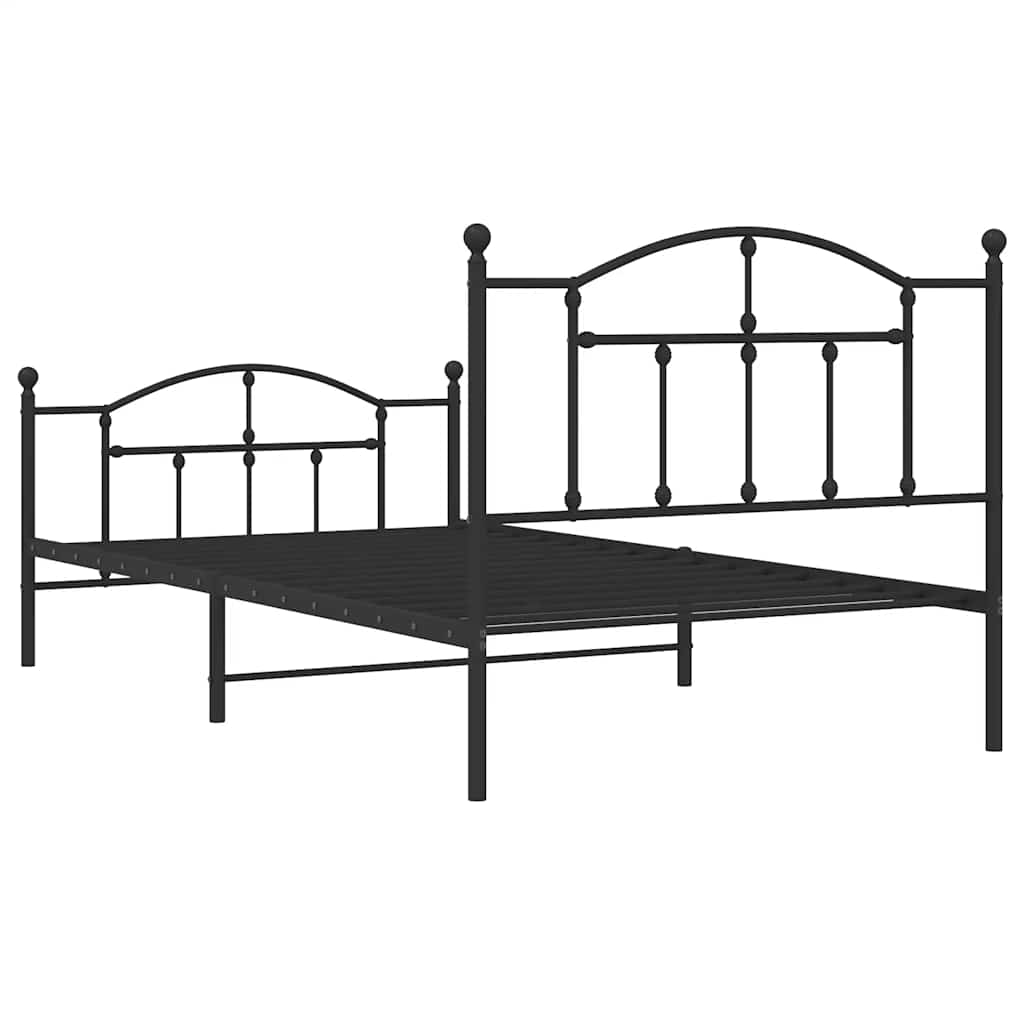Bedframe met hoofd- en voeteneinde metaal zwart 100x200 cm is nu te koop bij PeponiXL, paradijselijk wonen!
