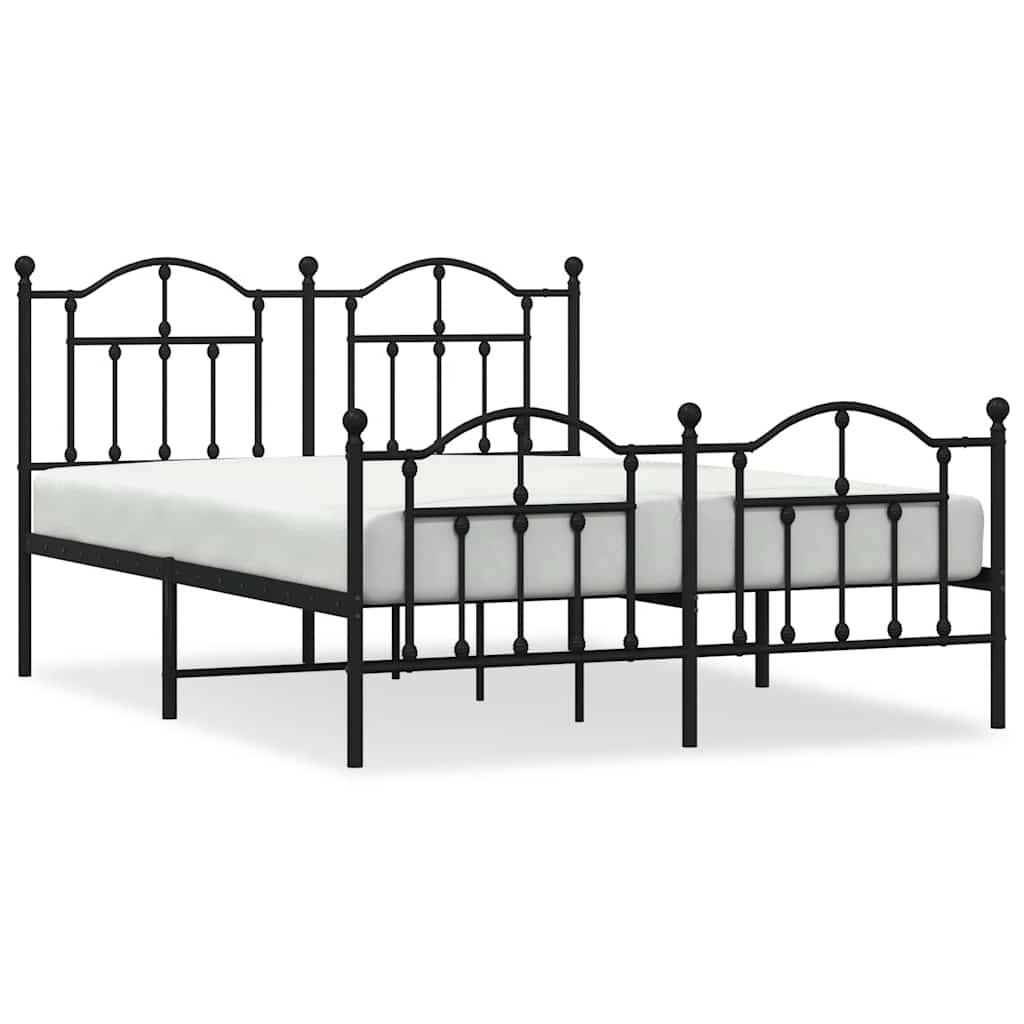Bedframe met hoofd- en voeteneinde metaal zwart 135x190 cm is nu te koop bij PeponiXL, paradijselijk wonen!
