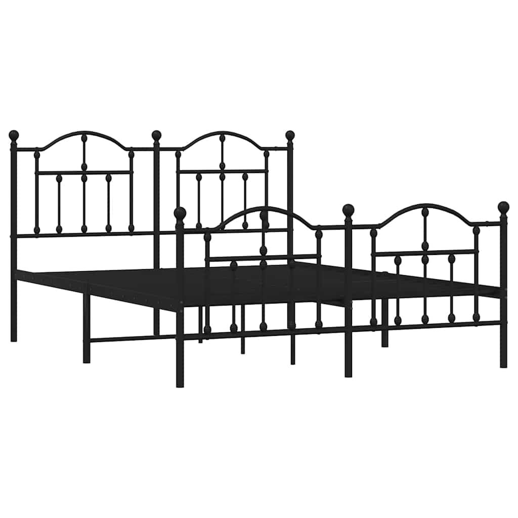 Bedframe met hoofd- en voeteneinde metaal zwart 135x190 cm is nu te koop bij PeponiXL, paradijselijk wonen!