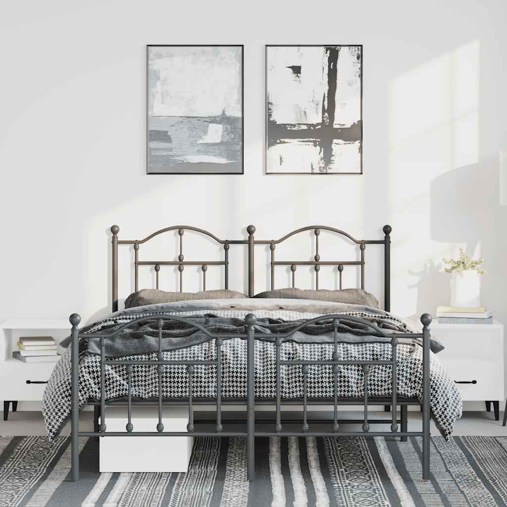 Bedframe met hoofd- en voeteneinde metaal zwart 135x190 cm is nu te koop bij PeponiXL, paradijselijk wonen!